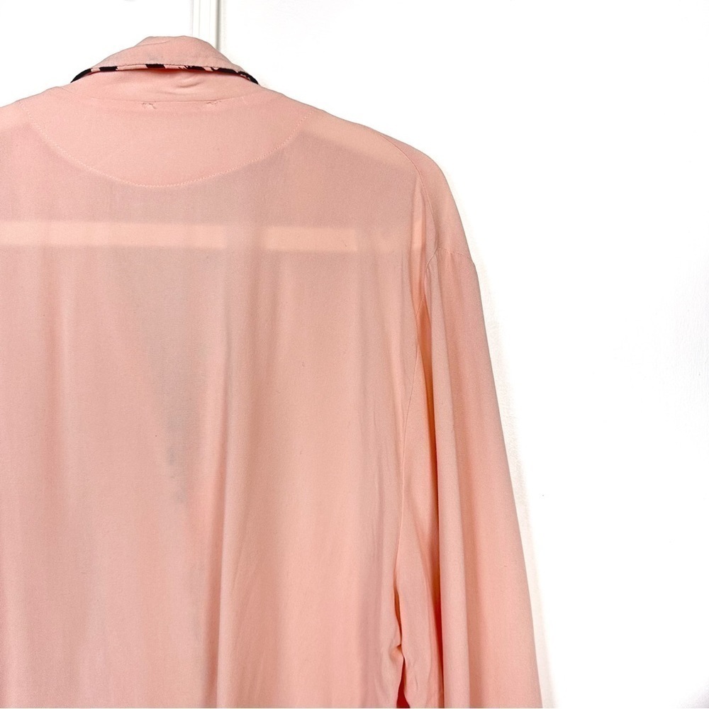 Topshop Kourtney Pajama Shirt Top Pocket Pastel Pink Animal Print Trim Size 12 - Picture 8 of 11